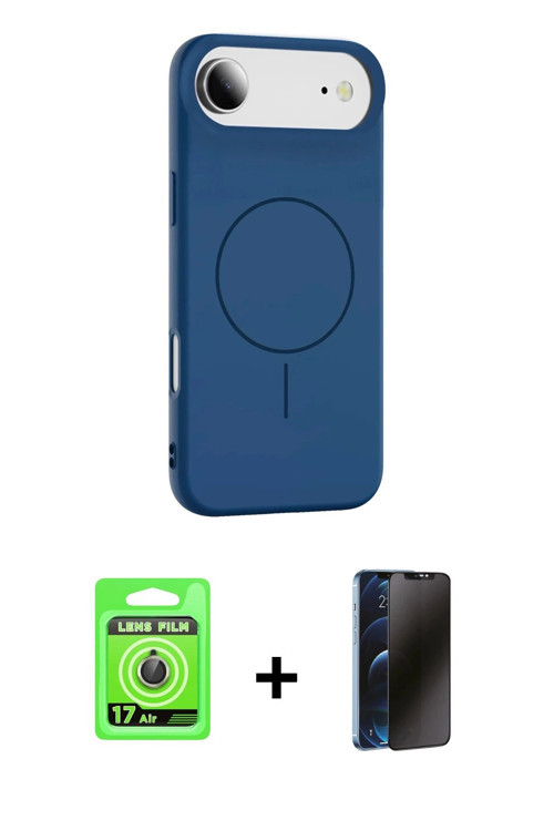 ieg™ iPhone 17 Air Kılıf Yankı Form Serisi - Siyah 3D Antistatik Hayalet Cam Ekran Koruyucu + Gold R