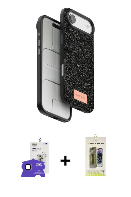 ieg™ iPhone 17 Air Kılıf Vadi Klasik Serisi - Siyah Joko Magic 5D Hayalet Cam + Lacivert Bilvis Tita