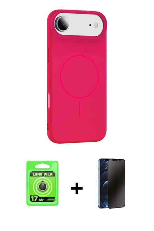 ieg™ iPhone 17 Air Kılıf Yankı Form Serisi - Siyah 3D Antistatik Hayalet Cam Ekran Koruyucu + Gold R