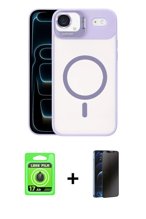 ieg™ iPhone 17 Air Kılıf Yadigar Asil Koleksiyonu - Siyah 3D Antistatik Hayalet Cam Ekran Koruyucu +