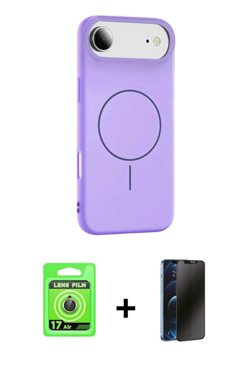 ieg™ iPhone 17 Air Kılıf Yankı Form Serisi - Siyah 3D Antistatik Hayalet Cam Ekran Koruyucu + Gold R