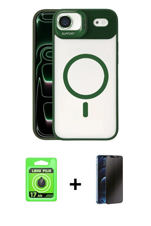 ieg™ iPhone 17 Air Kılıf Yadigar Asil Koleksiyonu - Siyah 3D Antistatik Hayalet Cam Ekran Koruyucu +