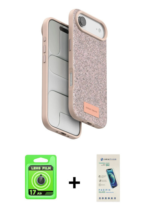 ieg™ iPhone 17 Air Kılıf Vadi Klasik Serisi - Şeffaf Pasifik Cam Ekran Koruyucu + Mavi Raze Metal Ka