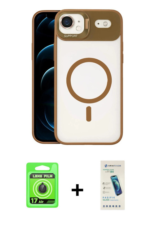 ieg™ iPhone 17 Air Kılıf Yadigar Asil Koleksiyonu - Şeffaf Pasifik Cam Ekran Koruyucu + Siyah Raze M