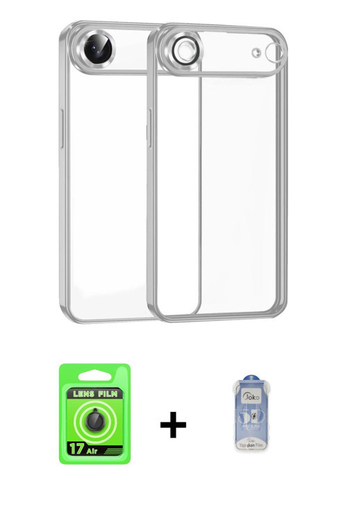 ieg™ iPhone 17 Air Kılıf Vadi Minimal - Siyah Joko Magic 5D Cam + Siyah Raze Metal Kamera Lens