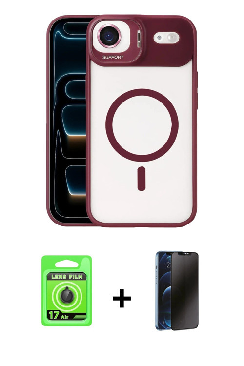 ieg™ iPhone 17 Air Kılıf Yadigar Asil Koleksiyonu - Siyah 3D Antistatik Hayalet Cam Ekran Koruyucu +