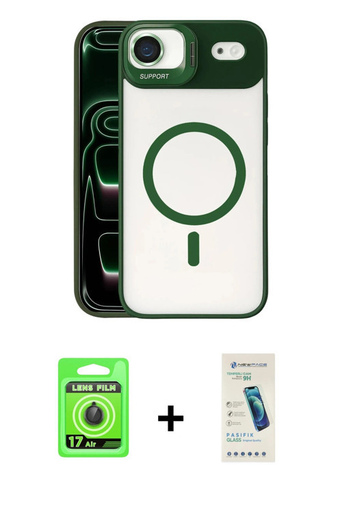 ieg™ iPhone 17 Air Kılıf Yadigar Asil Koleksiyonu - Şeffaf Pasifik Cam Ekran Koruyucu + Siyah Raze M