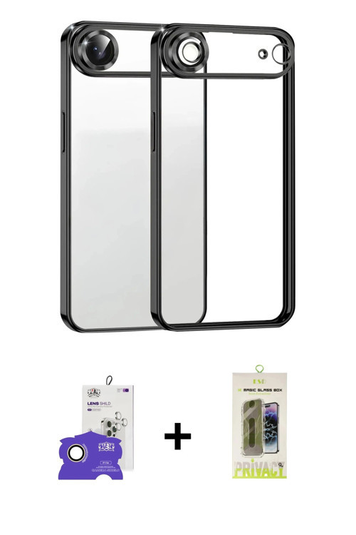 ieg™ iPhone 17 Air Kılıf Vadi Minimal - Siyah Joko Magic 5D Hayalet Cam + Gold Bilvis Titan Kamera L