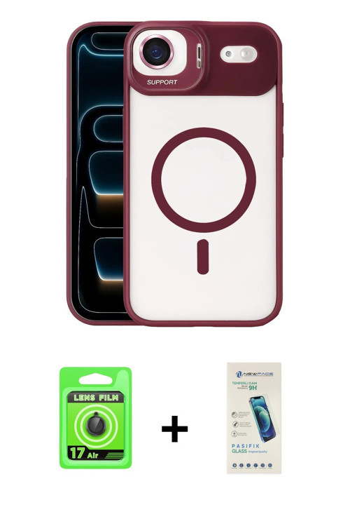 ieg™ iPhone 17 Air Kılıf Yadigar Asil Koleksiyonu - Şeffaf Pasifik Cam Ekran Koruyucu + Siyah Raze M