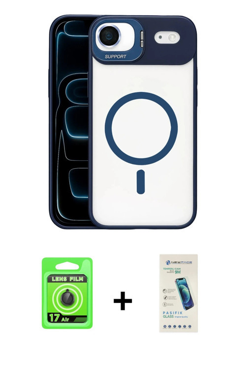 ieg™ iPhone 17 Air Kılıf Yadigar Asil Koleksiyonu - Şeffaf Pasifik Cam Ekran Koruyucu + Siyah Raze M