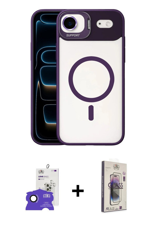 ieg™ iPhone 17 Air Kılıf Yadigar Asil Koleksiyonu - Siyah Bilvis 3D Cam Ekran Koruyucu + Siyah Bilvi