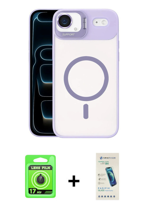 ieg™ iPhone 17 Air Kılıf Yadigar Asil Koleksiyonu - Şeffaf Pasifik Cam Ekran Koruyucu + Siyah Raze M