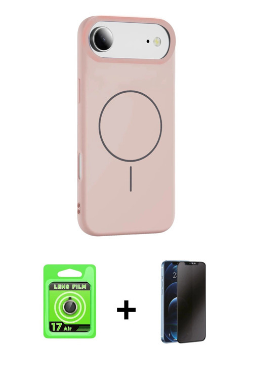 ieg™ iPhone 17 Air Kılıf Yankı Form Serisi - Siyah 3D Antistatik Hayalet Cam Ekran Koruyucu + Gold R