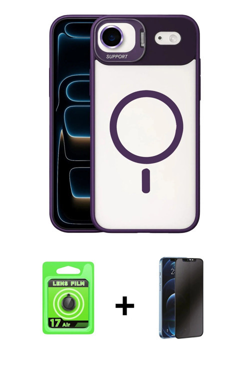 ieg™ iPhone 17 Air Kılıf Yadigar Asil Koleksiyonu - Siyah 3D Antistatik Hayalet Cam Ekran Koruyucu +