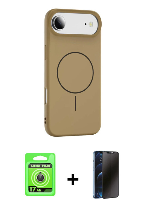 ieg™ iPhone 17 Air Kılıf Yankı Form Serisi - Siyah 3D Antistatik Hayalet Cam Ekran Koruyucu + Gold R