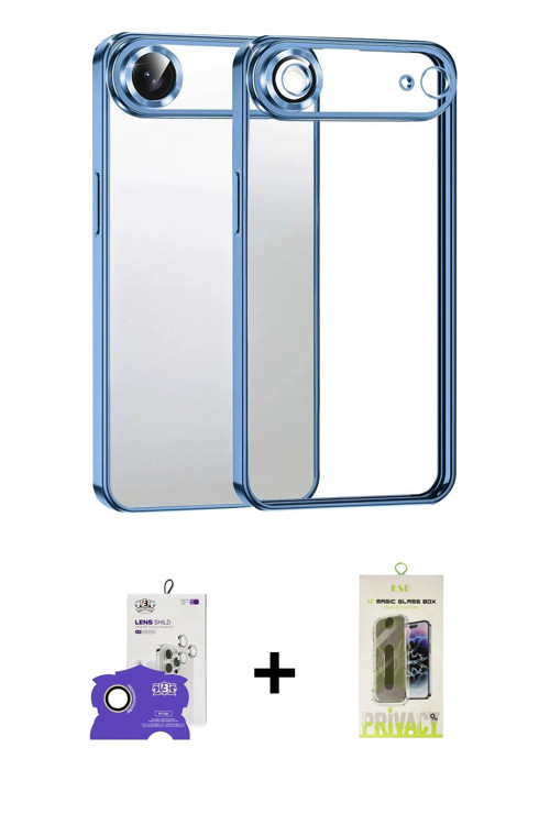 ieg™ iPhone 17 Air Kılıf Vadi Minimal - Siyah Joko Magic 5D Hayalet Cam + Gold Bilvis Titan Kamera L
