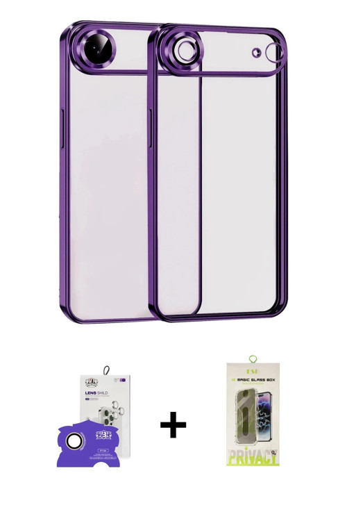 ieg™ iPhone 17 Air Kılıf Vadi Minimal - Siyah Joko Magic 5D Hayalet Cam + Gold Bilvis Titan Kamera L