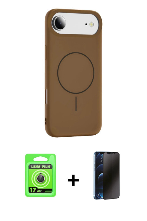 ieg™ iPhone 17 Air Kılıf Yankı Form Serisi - Siyah 3D Antistatik Hayalet Cam Ekran Koruyucu + Gold R