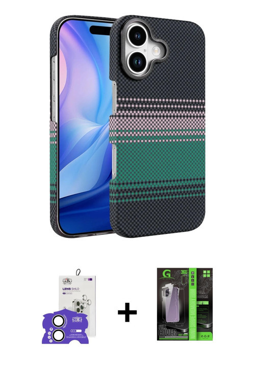 ieg™ iPhone 17 Kılıf Doruk Serisi - Siyah 360 Mat Full Body Arka Koruyucu + Açık Yeşil Bilvis Titan