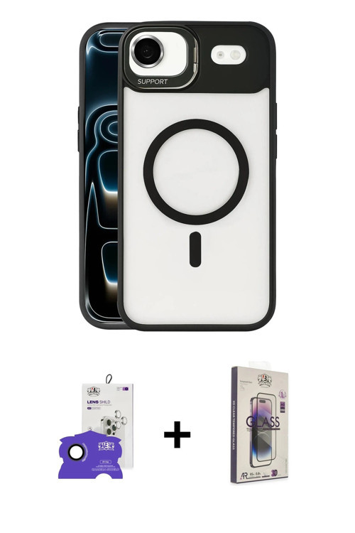ieg™ iPhone 17 Air Kılıf Yadigar Asil Koleksiyonu - Siyah Bilvis 3D Cam Ekran Koruyucu + Siyah Bilvi