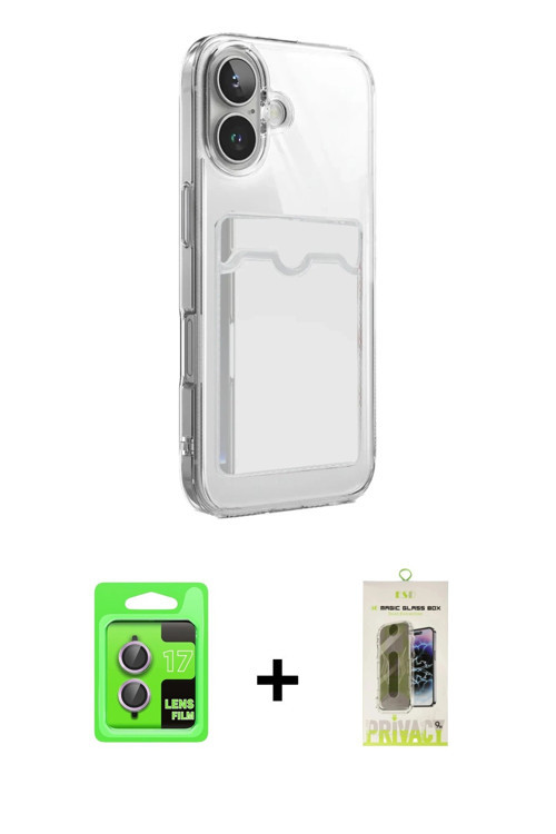 ieg™ iPhone 17 Kılıf Doruk Klasik Koleksiyonu - Siyah Joko Magic 5D Hayalet Cam + Açık Mor Raze Meta