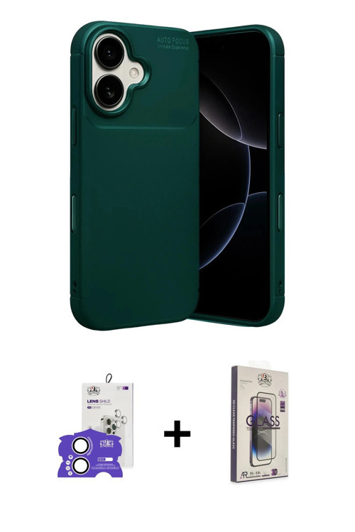ieg™ iPhone 17 Kılıf Eksen Form Prime - Siyah Bilvis 3D Cam Ekran Koruyucu + Lila Bilvis Titan Kamer