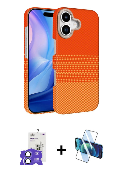ieg™ iPhone 17 Kılıf Doruk Serisi - Siyah 3D Antistatik Cam Ekran Koruyucu + Açık Mavi Bilvis Titan