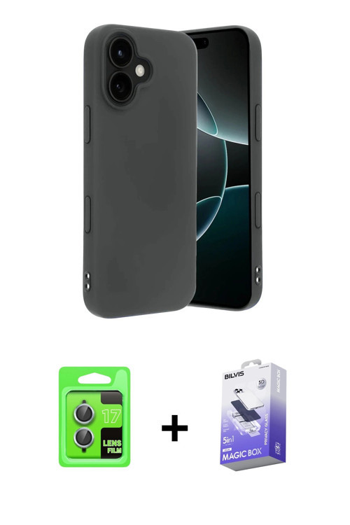 ieg™ iPhone 17 Kılıf Kozmos Yansıma Özel Seri - Siyah Bilvis 5in1 5D Magic Hayalet Cam Ekran Koruyuc
