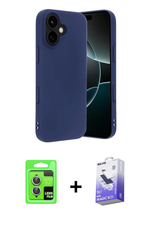 ieg™ iPhone 17 Kılıf Kozmos Yansıma Özel Seri - Siyah Bilvis 5in1 5D Magic Hayalet Cam Ekran Koruyuc