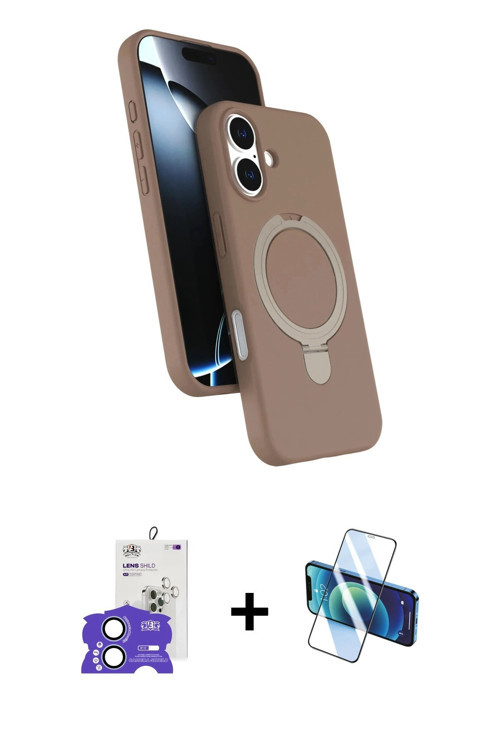 ieg™ iPhone 17 Kılıf İz Işık Koleksiyonu - Siyah 3D Antistatik Seramik Nano Ekran Koruyucu + Açık Ma