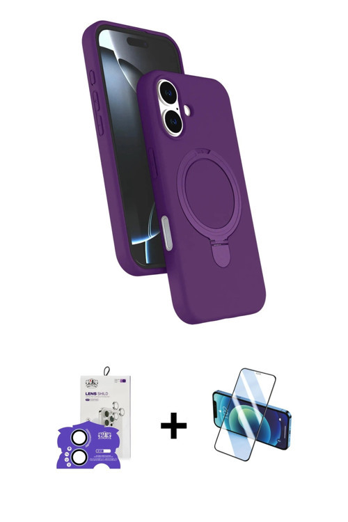 ieg™ iPhone 17 Kılıf İz Işık Koleksiyonu - Siyah 3D Antistatik Seramik Nano Ekran Koruyucu + Açık Ma
