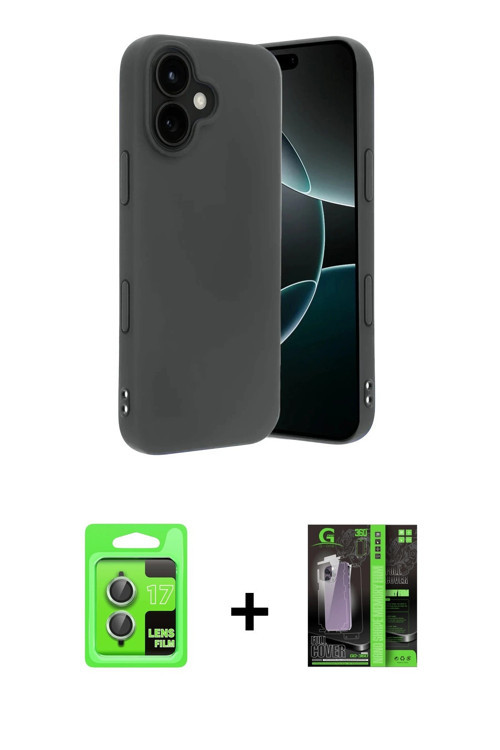 ieg™ iPhone 17 Kılıf Kozmos Yansıma Özel Seri - Siyah 360 Mat Full Body Arka Koruyucu + Açık Yeşil R