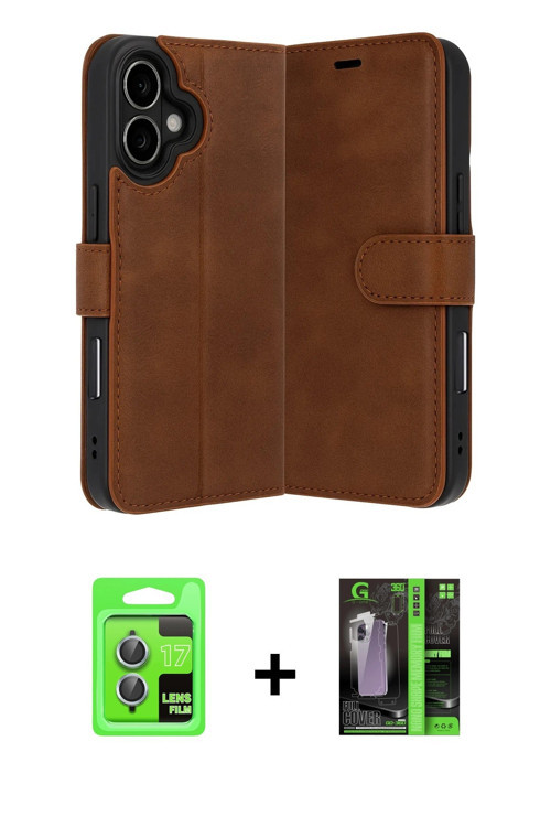 ieg™ iPhone 17 Kılıf Siluet Işık Serisi - Siyah 360 Mat Full Body Arka Koruyucu + Açık Mavi Raze Met