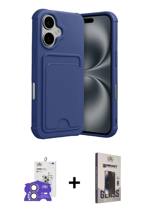 ieg™ iPhone 17 Kılıf Vadi Çizgi Prime - Siyah Bilvis Hayalet Cam Ekran Koruyucu + Lila Bilvis Titan