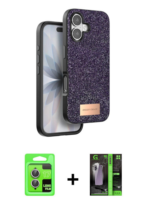 ieg™ iPhone 17 Kılıf Vadi Klasik Serisi - Siyah 360 Mat Full Body Arka Koruyucu + Açık Mor Raze Meta