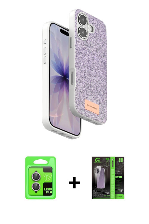 ieg™ iPhone 17 Kılıf Vadi Klasik Serisi - Siyah 360 Mat Full Body Arka Koruyucu + Açık Mor Raze Meta