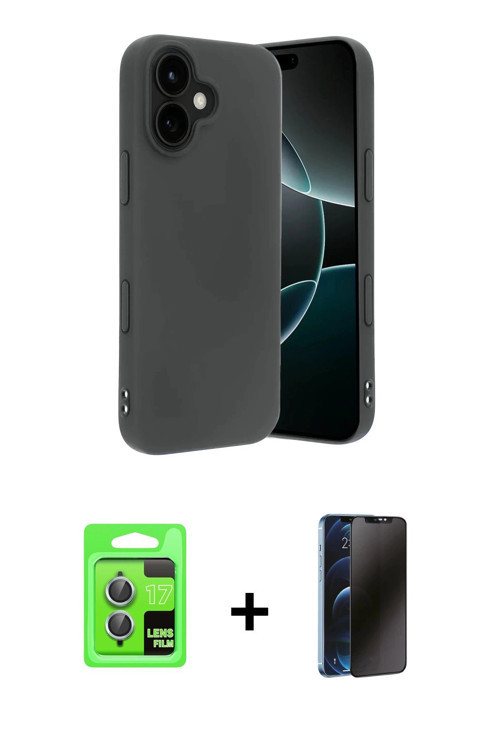ieg™ iPhone 17 Kılıf Kozmos Yansıma Özel Seri - Siyah 3D Antistatik Hayalet Cam Ekran Koruyucu + Açı