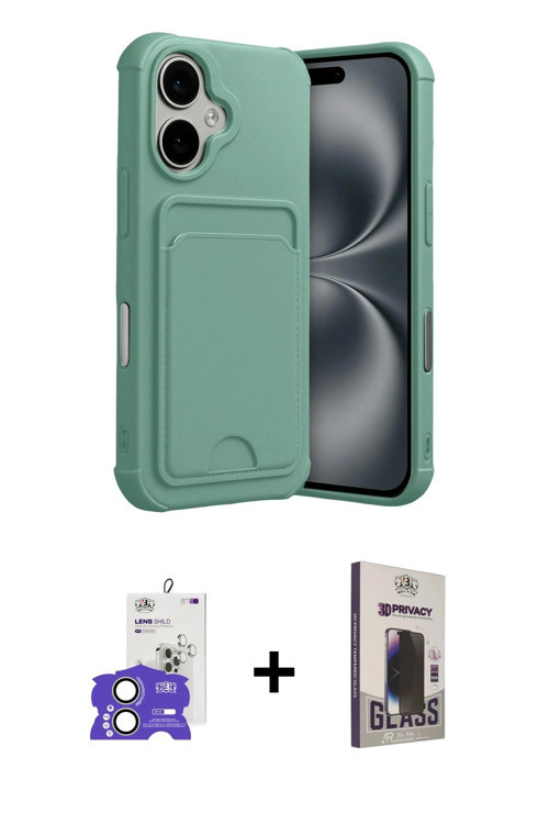 ieg™ iPhone 17 Kılıf Vadi Çizgi Prime - Siyah Bilvis Hayalet Cam Ekran Koruyucu + Açık Yeşil Bilvis