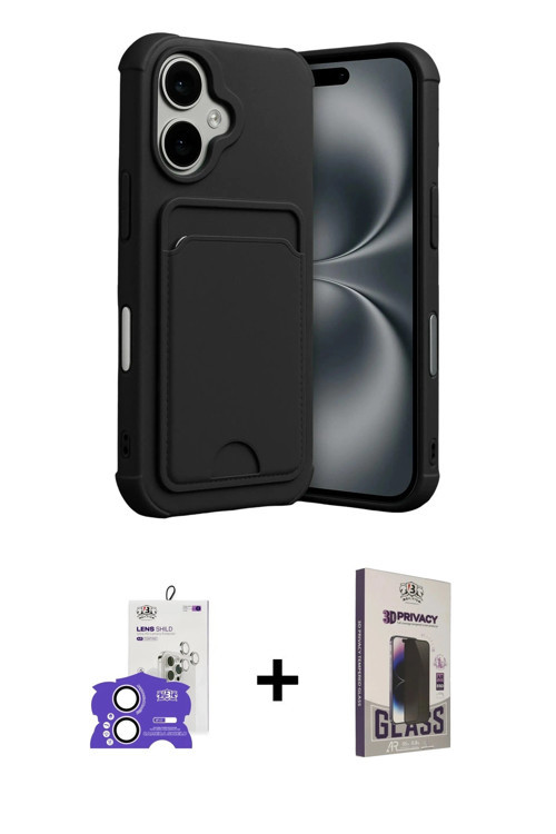 ieg™ iPhone 17 Kılıf Vadi Çizgi Prime - Siyah Bilvis Hayalet Cam Ekran Koruyucu + Lila Bilvis Titan