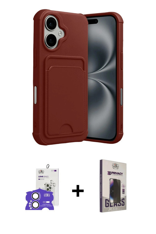 ieg™ iPhone 17 Kılıf Vadi Çizgi Prime - Siyah Bilvis Hayalet Cam Ekran Koruyucu + Lila Bilvis Titan
