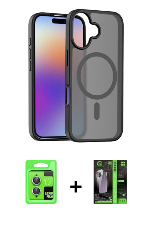 ieg™ iPhone 17 Kılıf Siluet Minimal Prime - Şeffaf 360 Full Body Arka Koruyucu + Açık Mavi Raze Meta