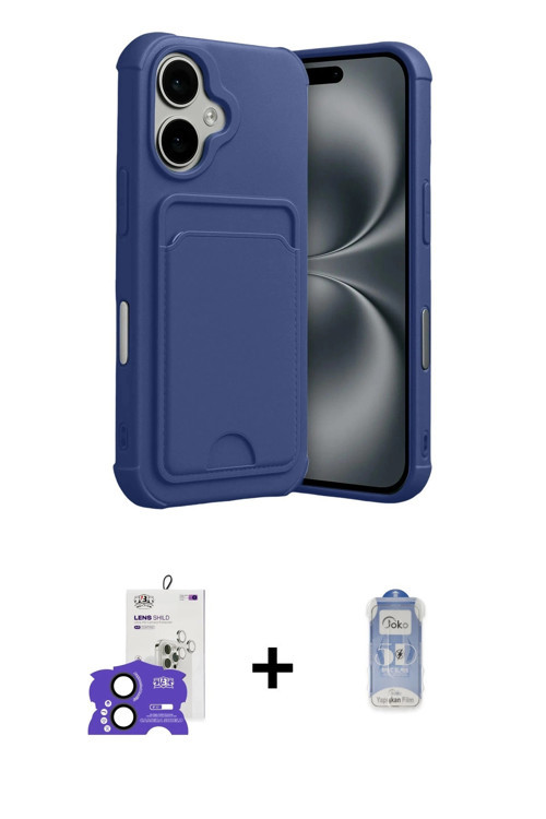ieg™ iPhone 17 Kılıf Vadi Çizgi Prime - Siyah Joko Magic 5D Cam + Siyah Bilvis Titan Kamera Lens