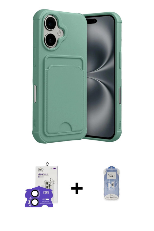 ieg™ iPhone 17 Kılıf Vadi Çizgi Prime - Siyah Joko Magic 5D Cam + Siyah Bilvis Titan Kamera Lens