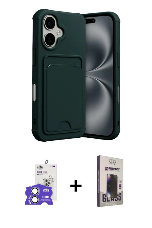 ieg™ iPhone 17 Kılıf Vadi Çizgi Prime - Siyah Bilvis Hayalet Cam Ekran Koruyucu + Açık Yeşil Bilvis