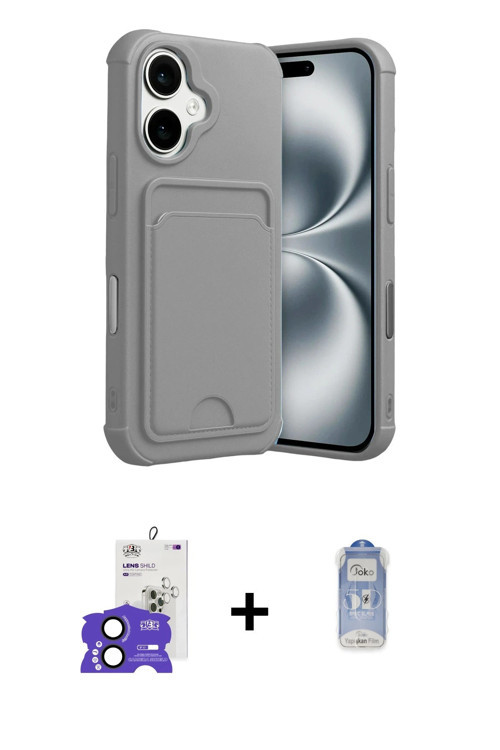 ieg™ iPhone 17 Kılıf Vadi Çizgi Prime - Siyah Joko Magic 5D Cam + Siyah Bilvis Titan Kamera Lens