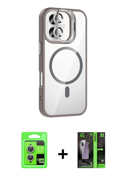 ieg™ iPhone 17 Kılıf Yadigar Asil Koleksiyonu - Siyah 360 Mat Full Body Arka Koruyucu + Gümüş Raze M
