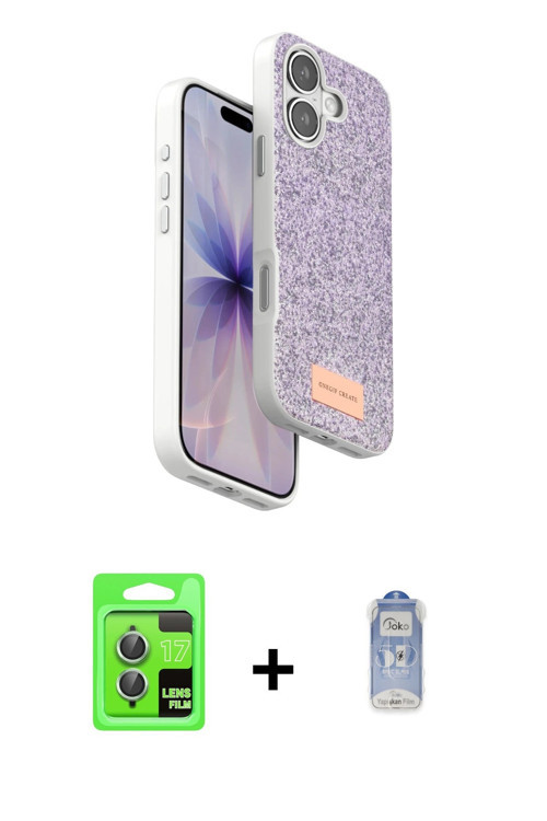 ieg™ iPhone 17 Kılıf Vadi Klasik Serisi - Siyah Joko Magic 5D Cam + Açık Yeşil Raze Metal Kamera Len