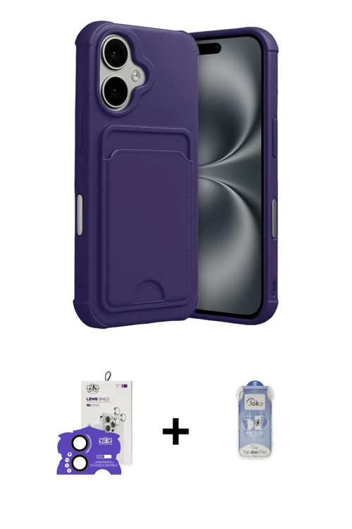 ieg™ iPhone 17 Kılıf Vadi Çizgi Prime - Siyah Joko Magic 5D Cam + Siyah Bilvis Titan Kamera Lens