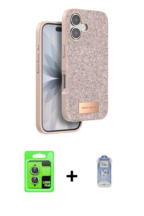 ieg™ iPhone 17 Kılıf Vadi Klasik Serisi - Siyah Joko Magic 5D Cam + Açık Yeşil Raze Metal Kamera Len