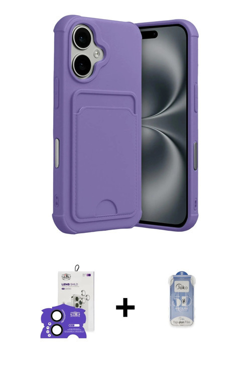 ieg™ iPhone 17 Kılıf Vadi Çizgi Prime - Siyah Joko Magic 5D Cam + Siyah Bilvis Titan Kamera Lens